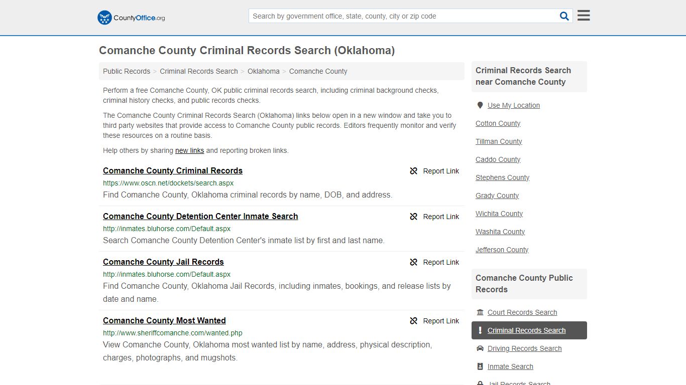 Comanche County Criminal Records Search (Oklahoma)